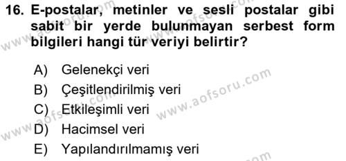 Yeni İletişim Teknolojileri Dersi 2023 - 2024 Yılı Yaz Okulu Sınavı 16. Soru