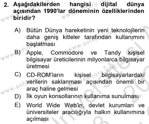 Yeni İletişim Teknolojileri Dersi 2023 - 2024 Yılı Yaz Okulu Sınavı 2. Soru