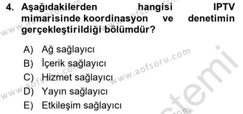 Yeni İletişim Teknolojileri Dersi 2023 - 2024 Yılı Yaz Okulu Sınavı 4. Soru