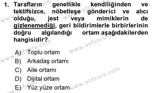 Halkla İlişkiler Ve İletişim Dersi 2023 - 2024 Yılı Yaz Okulu Sınavı 1. Soru