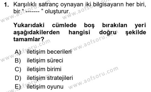 Halkla İlişkiler Ve İletişim Dersi 2024 - 2025 Yılı (Vize) Ara Sınavı 1. Soru