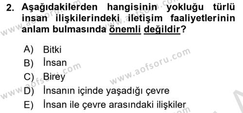 Halkla İlişkiler Ve İletişim Dersi 2024 - 2025 Yılı (Vize) Ara Sınavı 2. Soru