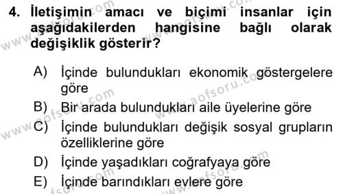 Halkla İlişkiler Ve İletişim Dersi 2024 - 2025 Yılı (Vize) Ara Sınavı 4. Soru