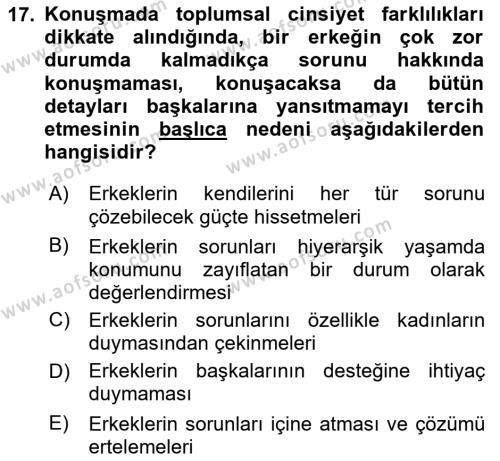 Etkili İletişim Teknikleri Dersi 2023 - 2024 Yılı (Vize) Ara Sınavı 17. Soru