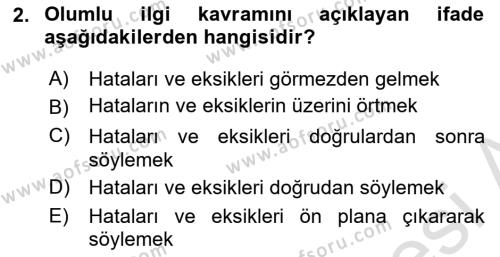 Etkili İletişim Teknikleri Dersi 2023 - 2024 Yılı (Vize) Ara Sınavı 2. Soru