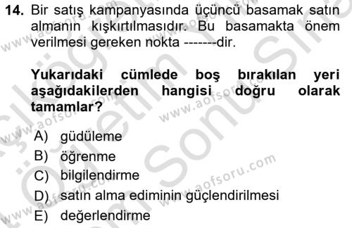 Etkili İletişim Teknikleri Dersi 2023 - 2024 Yılı (Final) Dönem Sonu Sınavı 14. Soru