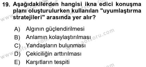 Etkili İletişim Teknikleri Dersi 2023 - 2024 Yılı (Final) Dönem Sonu Sınavı 19. Soru