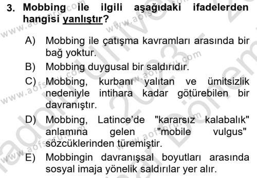 Etkili İletişim Teknikleri Dersi 2023 - 2024 Yılı (Final) Dönem Sonu Sınavı 3. Soru