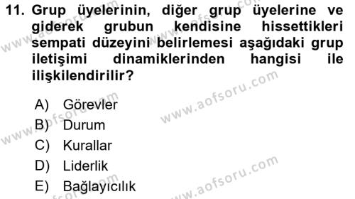 İletişim Bilgisi Dersi 2022 - 2023 Yılı Yaz Okulu Sınavı 11. Soru