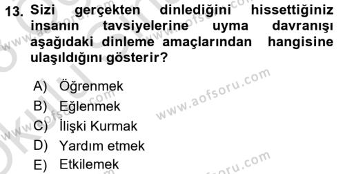 İletişim Bilgisi Dersi 2022 - 2023 Yılı Yaz Okulu Sınavı 13. Soru