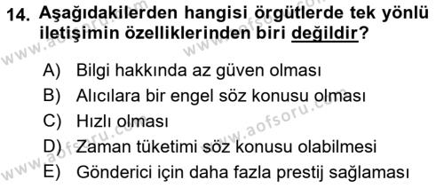 İletişim Bilgisi Dersi 2022 - 2023 Yılı Yaz Okulu Sınavı 14. Soru