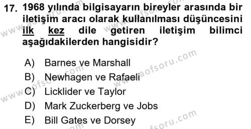 İletişim Bilgisi Dersi 2022 - 2023 Yılı Yaz Okulu Sınavı 17. Soru