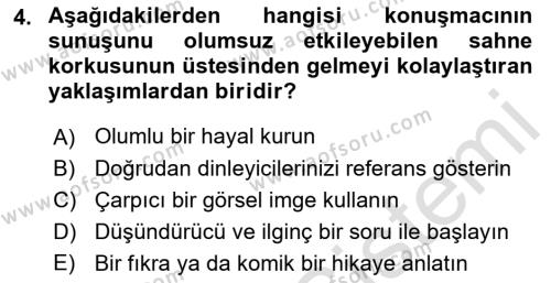 İletişim Bilgisi Dersi 2022 - 2023 Yılı Yaz Okulu Sınavı 4. Soru