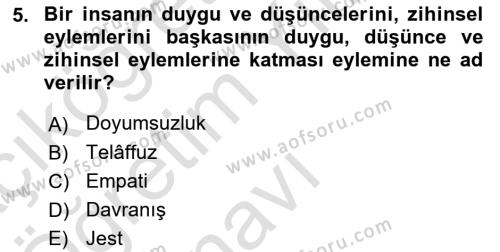 İletişim Bilgisi Dersi 2022 - 2023 Yılı Yaz Okulu Sınavı 5. Soru