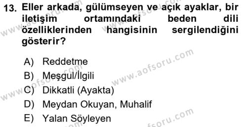 İletişim Bilgisi Dersi 2024 - 2025 Yılı (Vize) Ara Sınavı 13. Soru