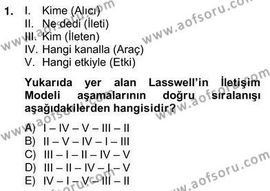 Sözlü ve Sözsüz İletişim Dersi 2012 - 2013 Yılı (Vize) Ara Sınavı 1. Soru