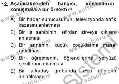 Sözlü ve Sözsüz İletişim Dersi 2014 - 2015 Yılı (Vize) Ara Sınavı 12. Soru