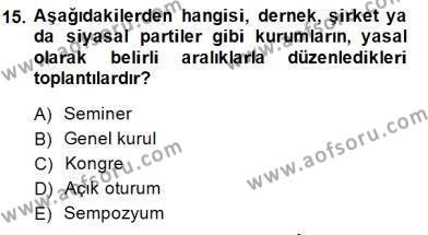 Sözlü ve Sözsüz İletişim Dersi 2014 - 2015 Yılı (Vize) Ara Sınavı 15. Soru