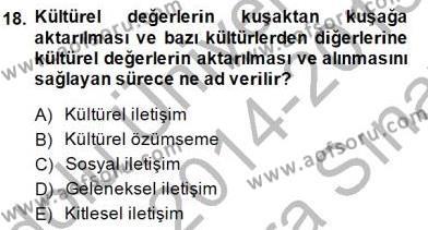 Sözlü ve Sözsüz İletişim Dersi 2014 - 2015 Yılı (Vize) Ara Sınavı 18. Soru