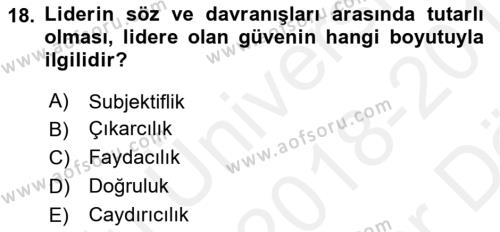 Kriz İletişimi Ve Yönetimi Dersi 2018 - 2019 Yılı (Vize) Ara Sınavı 18. Soru