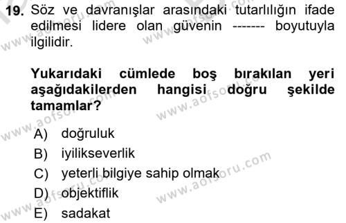 Kriz İletişimi Ve Yönetimi Dersi 2021 - 2022 Yılı (Vize) Ara Sınavı 19. Soru