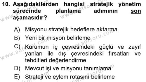 Kurumsal İletişim Dersi 2024 - 2025 Yılı (Vize) Ara Sınavı 10. Soru