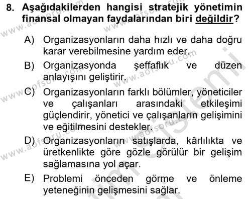 Kurumsal İletişim Dersi 2024 - 2025 Yılı (Vize) Ara Sınavı 8. Soru