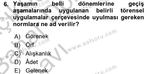 Kültürlerarası İletişim Dersi 2016 - 2017 Yılı (Vize) Ara Sınavı 6. Soru