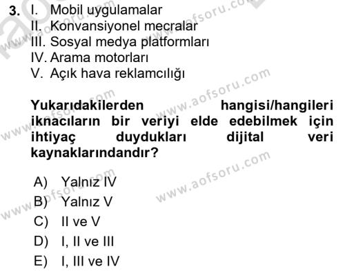 İkna Edici İletişim Dersi 2023 - 2024 Yılı (Final) Dönem Sonu Sınavı 3. Soru