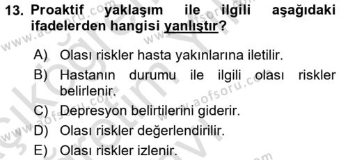 Sağlık Kurumlarında İletişim Dersi 2022 - 2023 Yılı Yaz Okulu Sınavı 13. Soru