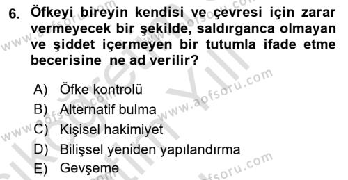 Sağlık Kurumlarında İletişim Dersi 2022 - 2023 Yılı Yaz Okulu Sınavı 6. Soru