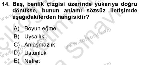 Sağlık Kurumlarında İletişim Dersi 2023 - 2024 Yılı (Vize) Ara Sınavı 14. Soru