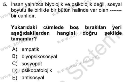 Sağlık Kurumlarında İletişim Dersi 2023 - 2024 Yılı (Vize) Ara Sınavı 5. Soru