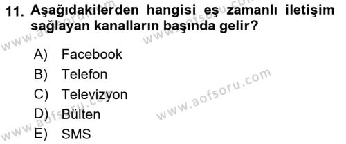 Sağlık Kurumlarında İletişim Dersi 2023 - 2024 Yılı (Final) Dönem Sonu Sınavı 11. Soru