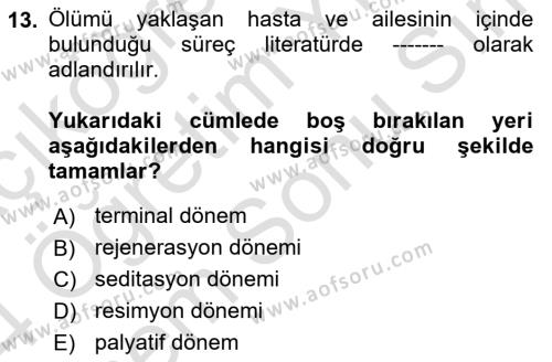 Sağlık Kurumlarında İletişim Dersi 2023 - 2024 Yılı (Final) Dönem Sonu Sınavı 13. Soru