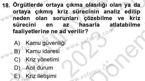 Sağlık Kurumlarında İletişim Dersi 2023 - 2024 Yılı (Final) Dönem Sonu Sınavı 18. Soru