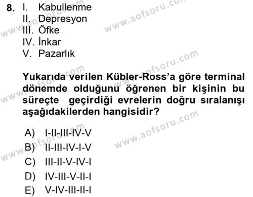 Sağlık Kurumlarında İletişim Dersi 2023 - 2024 Yılı (Final) Dönem Sonu Sınavı 8. Soru