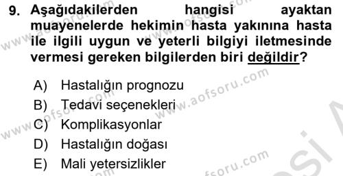 Sağlık Kurumlarında İletişim Dersi 2023 - 2024 Yılı (Final) Dönem Sonu Sınavı 9. Soru