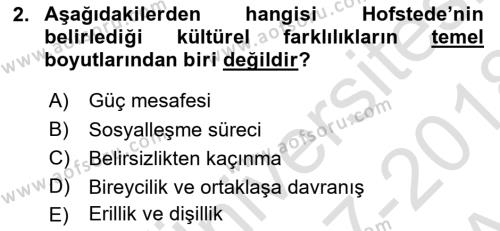 Kurum Kültürü Dersi 2017 - 2018 Yılı (Vize) Ara Sınavı 2. Soru