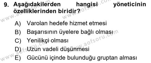 Kurum Kültürü Dersi 2017 - 2018 Yılı (Final) Dönem Sonu Sınavı 9. Soru