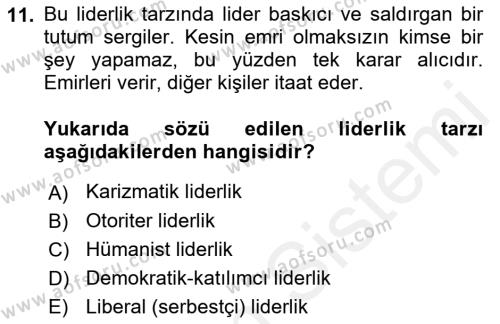 Kurum Kültürü Dersi 2018 - 2019 Yılı (Final) Dönem Sonu Sınavı 11. Soru