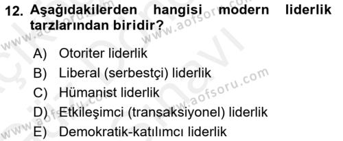 Kurum Kültürü Dersi 2018 - 2019 Yılı (Final) Dönem Sonu Sınavı 12. Soru