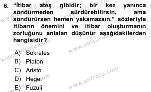 Kurum Kültürü Dersi 2018 - 2019 Yılı (Final) Dönem Sonu Sınavı 6. Soru