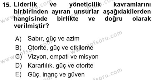 Kurum Kültürü Dersi 2018 - 2019 Yılı Yaz Okulu Sınavı 15. Soru