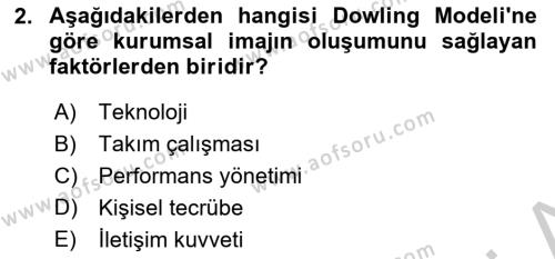 Kurum Kültürü Dersi 2018 - 2019 Yılı Yaz Okulu Sınavı 2. Soru