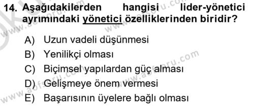 Kurum Kültürü Dersi 2020 - 2021 Yılı Yaz Okulu Sınavı 14. Soru