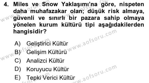 Kurum Kültürü Dersi 2020 - 2021 Yılı Yaz Okulu Sınavı 4. Soru