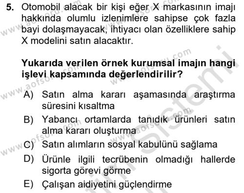 Kurum Kültürü Dersi 2020 - 2021 Yılı Yaz Okulu Sınavı 5. Soru