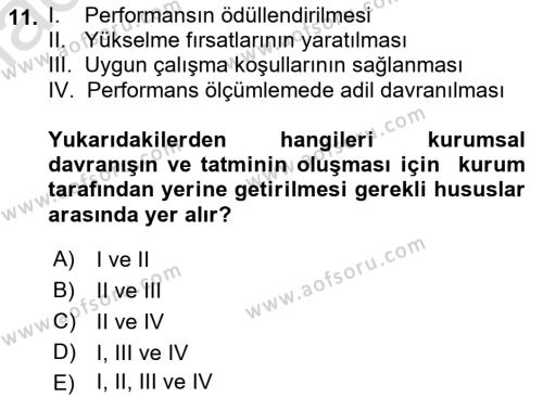 Kurum Kültürü Dersi 2021 - 2022 Yılı (Vize) Ara Sınavı 11. Soru