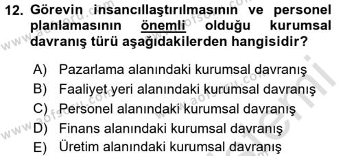 Kurum Kültürü Dersi 2021 - 2022 Yılı (Vize) Ara Sınavı 12. Soru